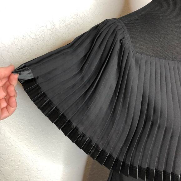 Frank Lyman Design black pleated shoulder overlay sheath dress size 6 - Picture 5 of 13